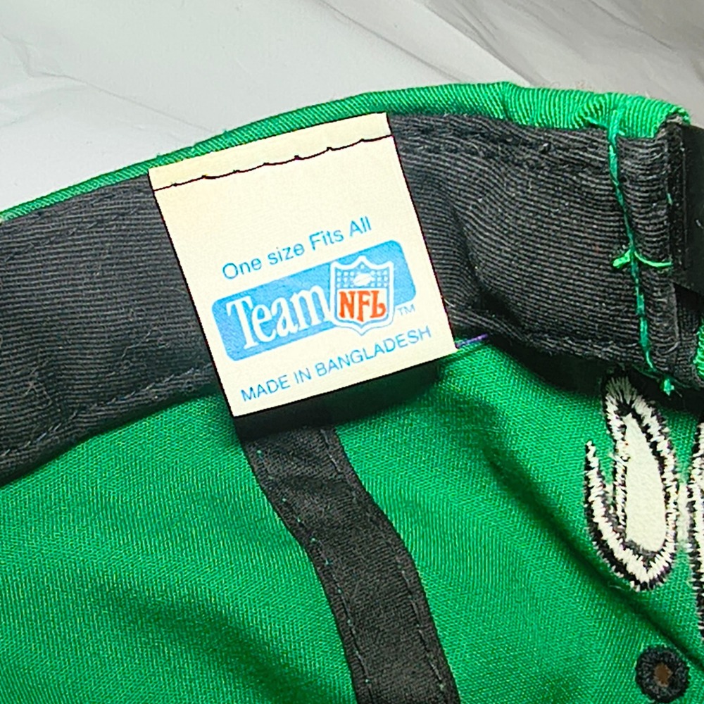 RARE! Vintage Philadelphia Eagles Logo 7 Snapback Team NFL Black Green Mens Cap - Picture 6 of 7